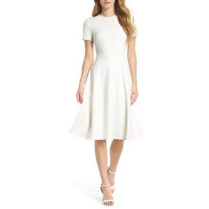 Gal Meets Glam Victoria Dress Pearly Trim Fit Flare Knee Length